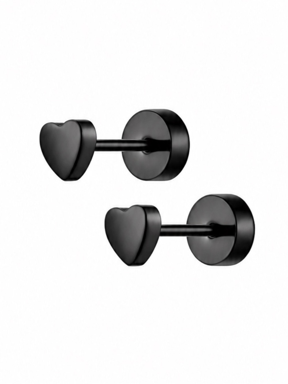 Tiny Black Heart Flat Back Stud Earrings 4mm 20G Cartilage Helix
